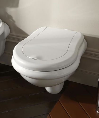 Wand-WC Retro mit WC-Sitz (Polyresin) weiß/chrom